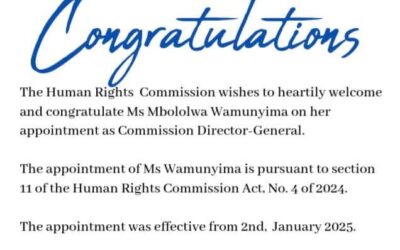 Appointment of Ms. Mbololwa Wamunyima as Commission Director-General.